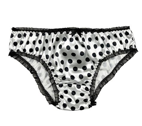 Satini White Satin Polka Dot Bikini Knicker Underwear Briefs Uk Size