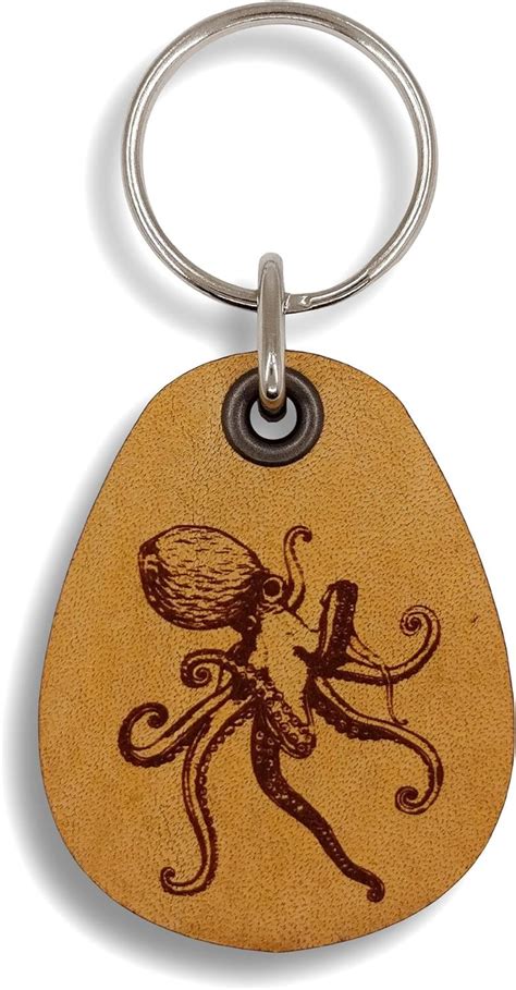 Amazon Com ForLeatherMore Octopus Genuine Leather Keychain Ocean