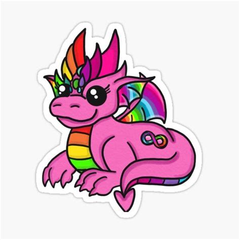 Rainbow Angel Dragon Sticker By Rebecca Golins Dragon Funny Cartoon