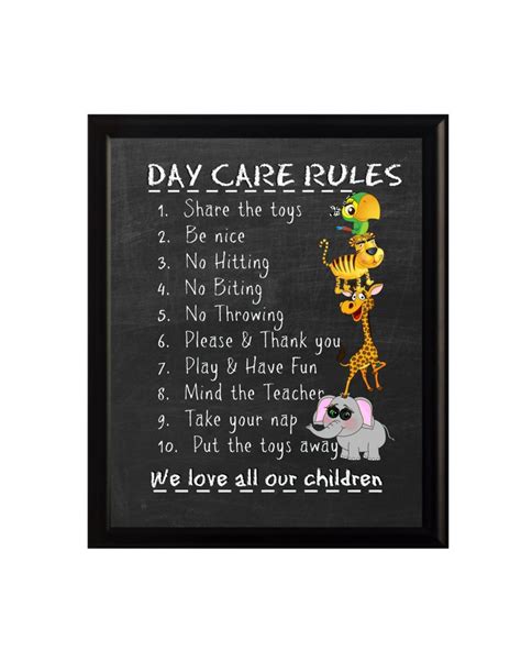 Day Care Rules Sign Black Chalkboard High Resolution 8x10 Etsy