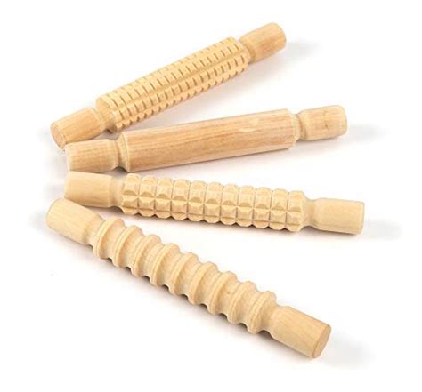 Buy 3ace Crafts 4 Pcs Textured Wooden Rolling Pins Children Pastry
