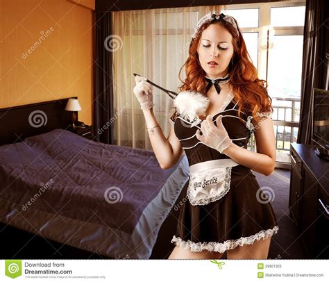 Wearing Sexy French Maid Costume Stock Photos Image