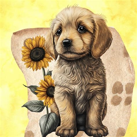 Sunflower Puppy Dog Free Stock Photo Public Domain Pictures