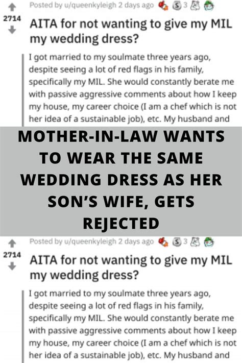 Mother In Law Wants To Wear The Same Wedding Dress As Her Sons Wife