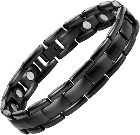 Willis Judd Mens Titanium Magnetic Bracelet Black Adjustable