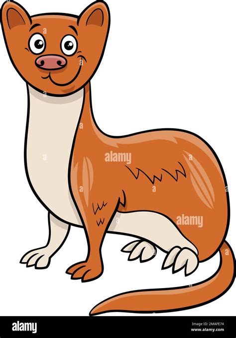 Cartoon Illustration Of Cute Weasel Comic Animal Character Stock Vector