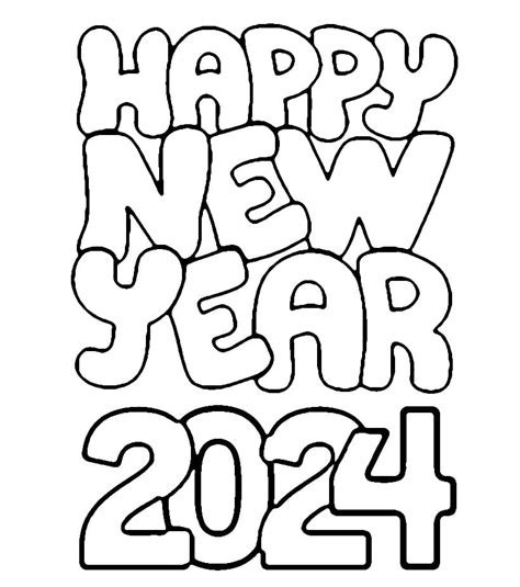 Printable Happy New Year 2024 Coloring Page Download Print Or Color