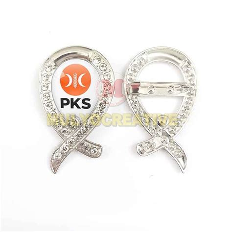 Pin Bros Pita Silver Logo Partai Pks Model Premium Pesan Pin Enamel