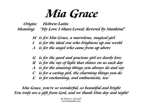 Meaning Of Mia Grace Lindseyboo
