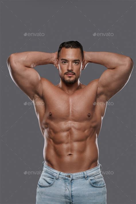 Handsome And Muscular Male Model With A Chiseled Physique Stock Photo