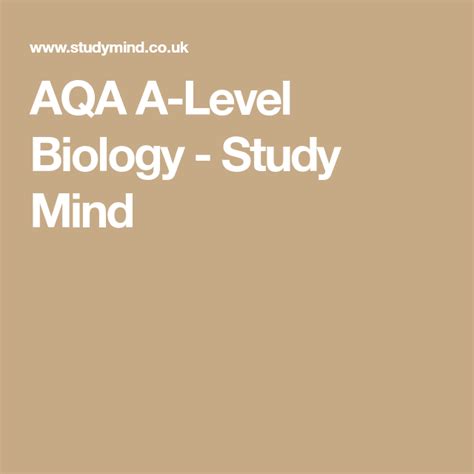 Aqa A Level Biology Study Mind A Level Biology Biology Aqa