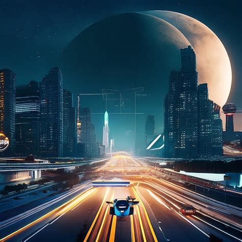 Premium Ai Image A Futuristic Modern City With Highway Road At Night