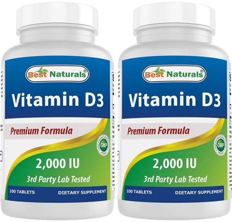Buy 2 Pack Best Naturals Vitamin D3 Supplement 50 Mcg 2000 Iu 100