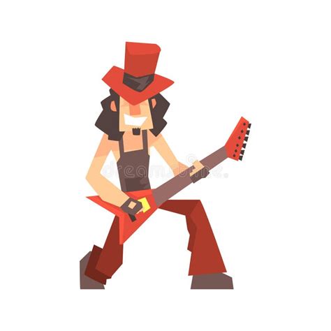 Rock Musician Man Character Playing Guitar Cartoon Vector Illustration