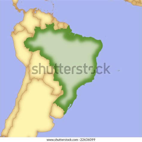 Brazil Vector Map Borders Surrounding Countries Stock Vector Royalty