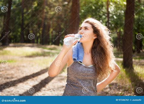 Beautiful Woman Drink Water After Sport Stock Image Image Of Sporty