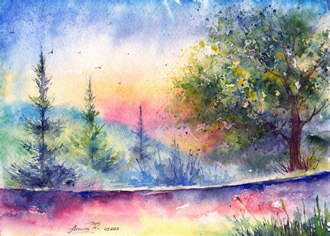Evening Silence By Annaarmona On Deviantart Painting Watercolor