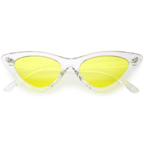 womens exaggerated translucent cat eye sunglasses color tinted lens 48mm clear yellow