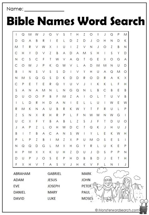 Bible Names Word Search Monster Word Search