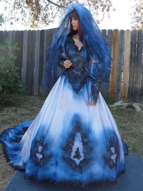 Black And Blue Wedding Dresses Black Gothic Dress Dye Wedding Dress