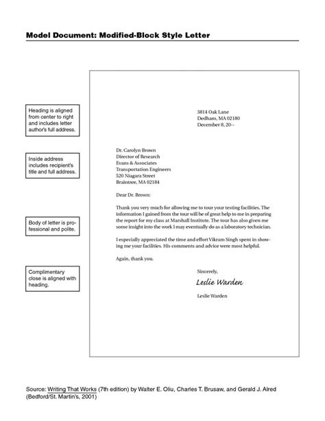 Full block style is a letter format in which all text is justified to the left margin. The outstanding Modified Block Style Business Letter Cover ...