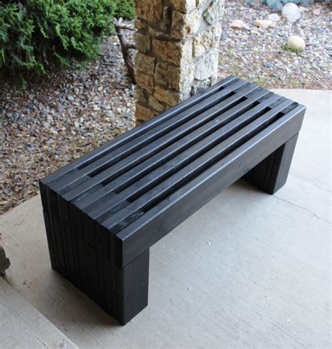 Modern Slat Top Outdoor Wood Bench Ana White