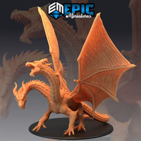 3d Printable Ancient Twin Dragon Two Headed Dragon By Epic Miniatures