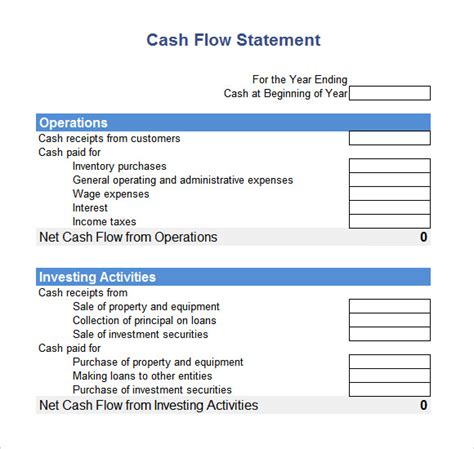 FREE Cash Flow Statement Samples In Google Docs MS Word Pages PDF