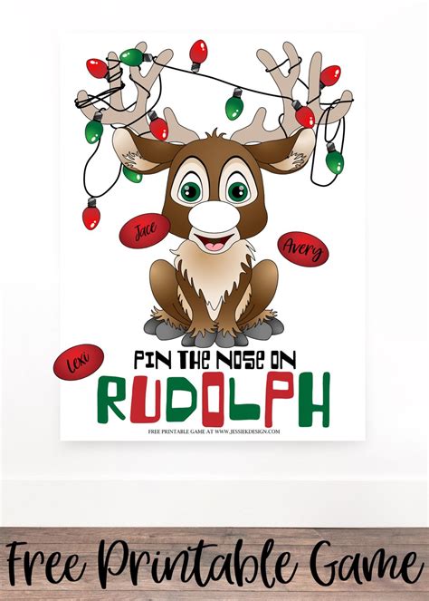 Pin The Nose On Rudolph Free Printable Game Jessie K Design