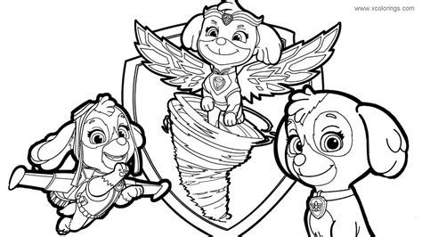 Die15 beste paw patrol sky ausmalbilder kostenlos ideen paw patrol coloring puppy coloring pages paw mighty pups are on a roll! Paw Patrol Mighty Pups Coloring Pages - XColorings