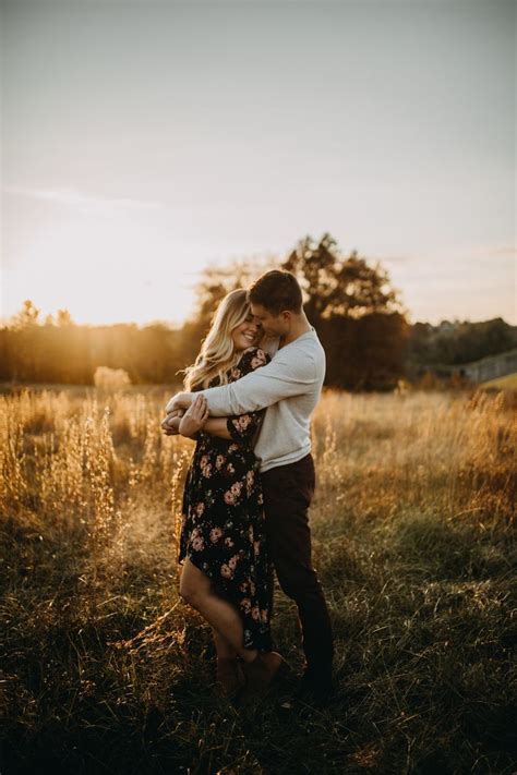 Golden Hour Engagement Session In The Fields Midwest Wedding
