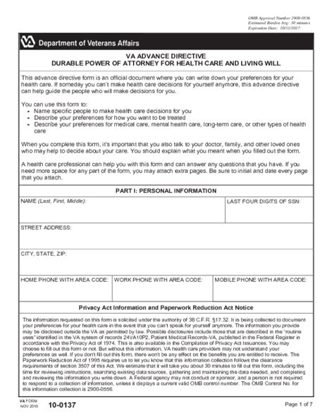 Download the sample printable power of attorney forms template in pdf as well as in ms word format for health, insurance, revocation etc. VA Form 10-0137 - Edit, Fill, Sign Online | Handypdf