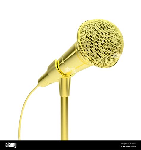 Gold Microphone Isolated On White Stock Photo Alamy