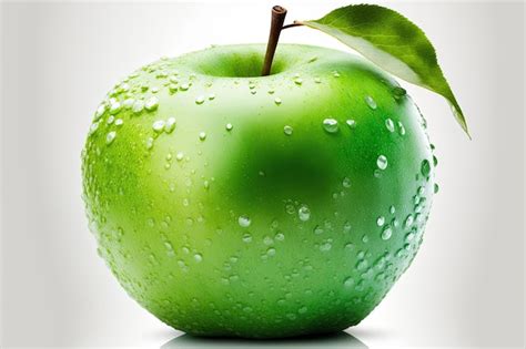 Premium Ai Image Fresh Green Apple With Glistening Water Droplets