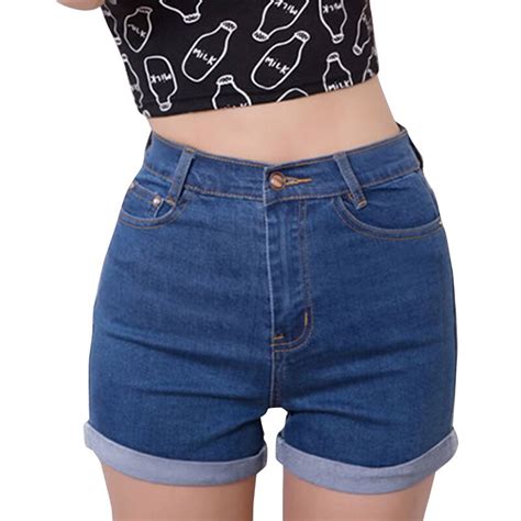 Buy Casual 2018 Summer Vintage High Waisted Denim Women Shorts Plus Size Slim