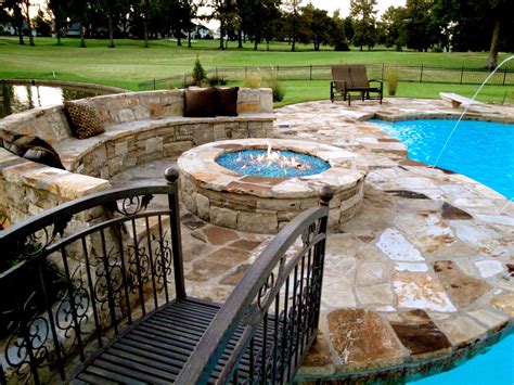 Poolside Fire Pit With Custom Seating Backyard Entertaining Backyard Outdoor Patio