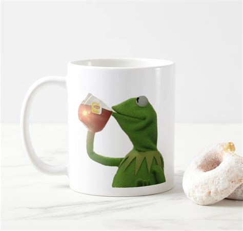 Personalized Funny Coffee Mug Kermit The Frog Drinking Tea Etsy