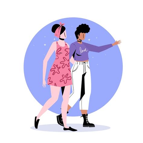 Free Vector Flat Design Lesbian Couple In Love