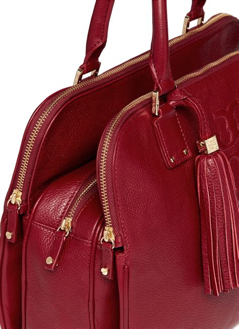 Tory Burch Thea Triple Zip Compartment Leather Bag In Red Lyst
