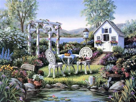 Spring Cottage Cottage Art Beautiful Paintings Cottage Painting
