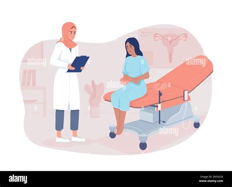 Patient At Gynecologist Appointment 2d Vector Isolated Illustration