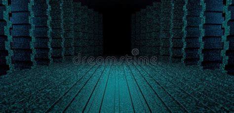 Space Futuristic Basement Underground Hall Spotlight Turquoise