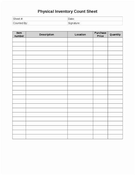 46 Physical Inventory Count Sheet Template Ufreeonline Template