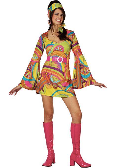 Ladies Retro 1960s Go Go Girl Hippie Costume My Fancy Dress