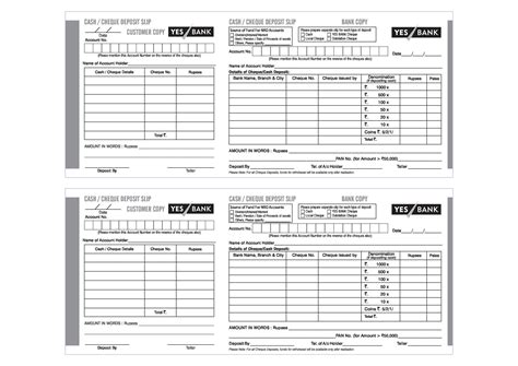 Printable Bank Deposit Slip