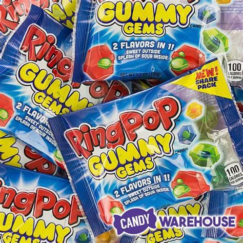 Ring Pop Gummy Gems Candy Packs 16 Piece Box Candy Warehouse