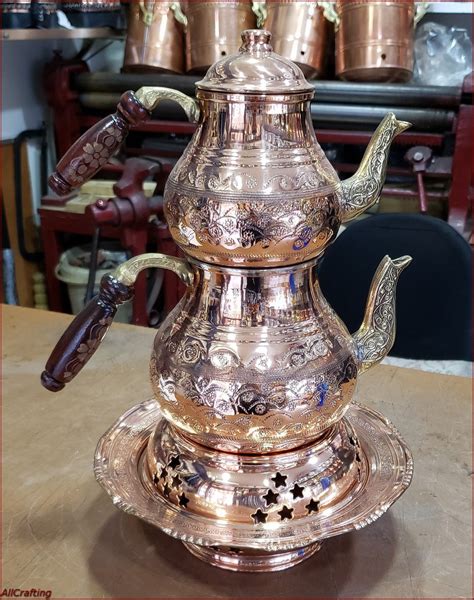 Handmade Copper Tea Pot Turkish Tea Pot Works With Special Gel Camp