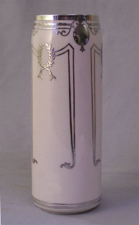 Lenox Porcelain Vase With Sterling Silver Overlay C1920 Porcelain Vase Vintage Vases Ceramic
