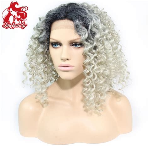 Afro Kinky Curl Synthetic Lace Front Wig Glueless Natural Long Black To