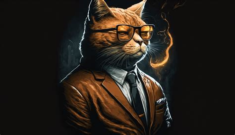 Mafia Cat Wearing A Suit And Glassesai Genertaive 22324080 Stock Photo